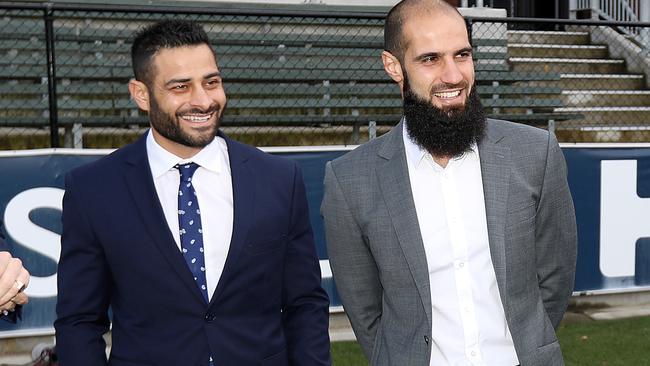 AFL diversity manager Ali Fahour with Richmond star Bachar Houli. Picture: Michael Klein