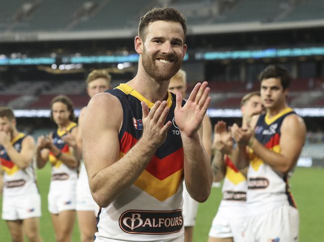 SANFL - PRELIMINARY FINAL - Glenelg v Adelaide Crows at Adelaide Oval. Andy Otten applauds the crowd as he leaves the oval for the final time. Picture SARAH REED