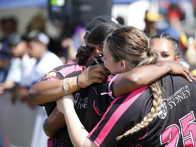 Zoe Kurnoth celebrates with her teammates. Redfern All Blacks vs Bourke Warriors, Women. Koori Knockout Grand Finals, Bathurst. Picture: Warren Gannon Photography