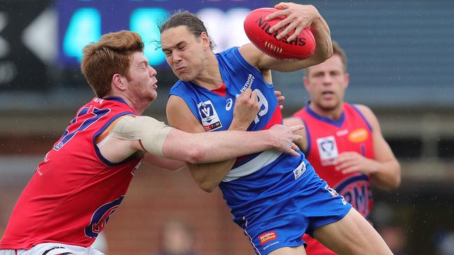 Lukas Webb had a mountain of it for Footscray, but it wasn’t enough to prevent them from going out of the VFL finals in straight sets. Picture: Michael Klein