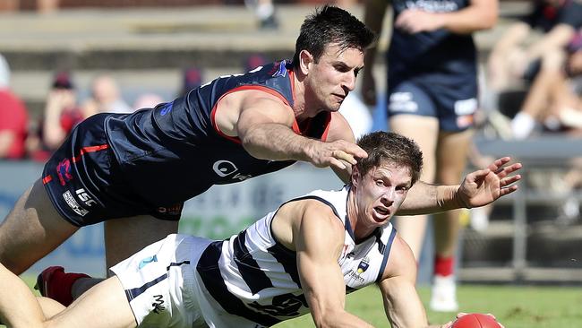 Matthew Rose (South Adelaide) and Matthew Panos. Picture: SARAH REED