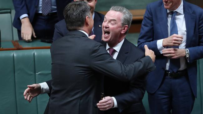 An emotional Christopher Pyne, The Leader of the House and Minister for Defence after Question Time gave an emotional farewell speech in the House of Representatives in Parliament House Canberra.Picture Gary Ramage