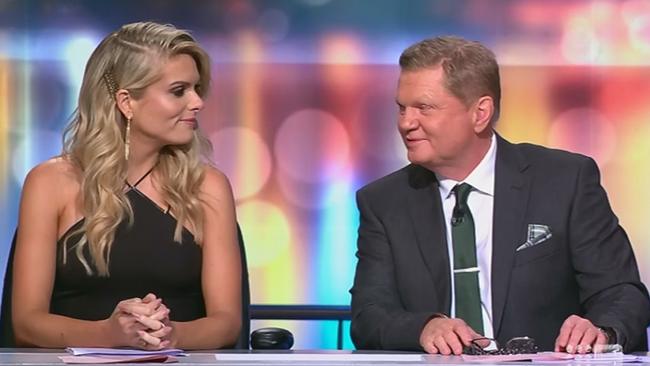 Molan on Channel 9’s Footy Show with Paul ‘Fatty’ Vautin. Picture: Supplied