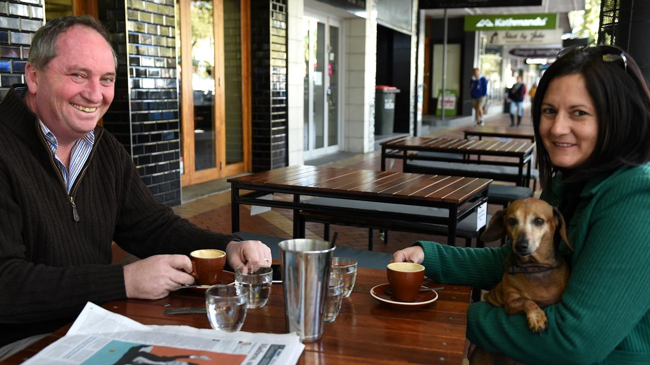 Barnaby and Natalie Joyce in Tamworth in 2016 in happier times. Picture: AAP Image/Dan Himbrechts