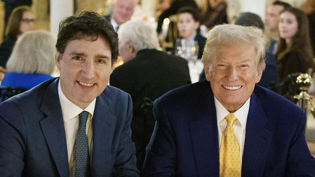 Canadian Prime Minister Justin Trudeau with Mr Trump at Mar-a-Lago. Picture: X@JustinTrudeau