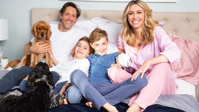 Juliet Love and Charlie Albone with sons Leo and Hartford. Source: Supplied,