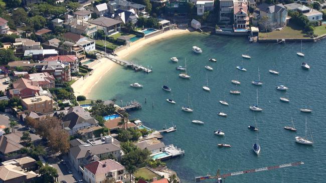 Lady Martins Beach at Felix Bay, as viewed from a helicopter.