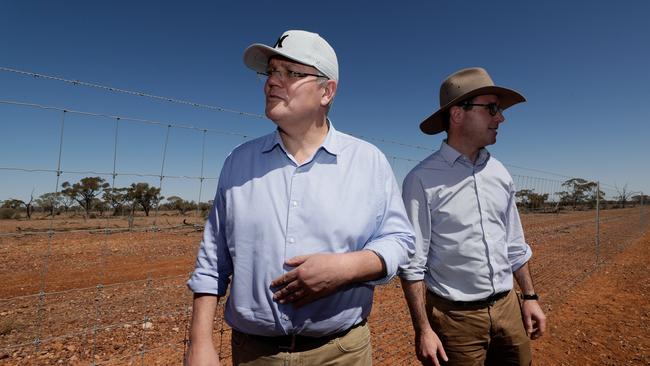 Prime Minister Scott Morrison and Minister for Agriculture and Water Resources David Littleproud Picture: Alex Ellinghausen