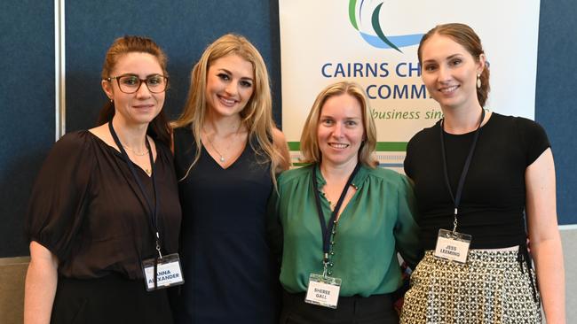 Emerging Leaders Program managers Anna Alexander, Alannah Giuffrida and Jess Leeming with 2023 program delegate Sheree Gall (second from right). Picture: Isaac McCarthy