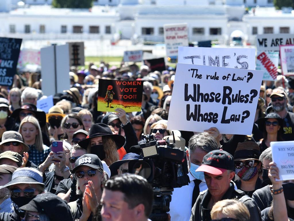 Thousands of protesters gathered outside parliament for the March4Justice demonstration. Picture: Sam Mooy/Getty Images