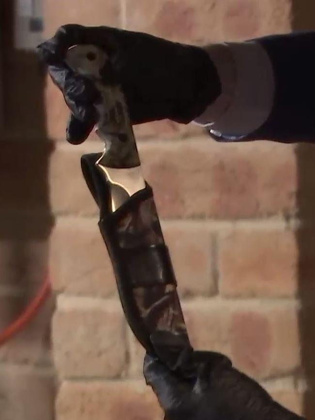 Several knives were taken from Johnson’s house by police.