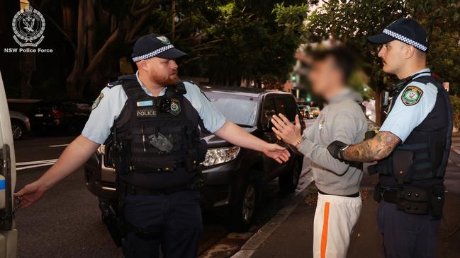 Adam Mouele, 33, is arrested over the Newtown synagogue attack. Picture: NSW Police