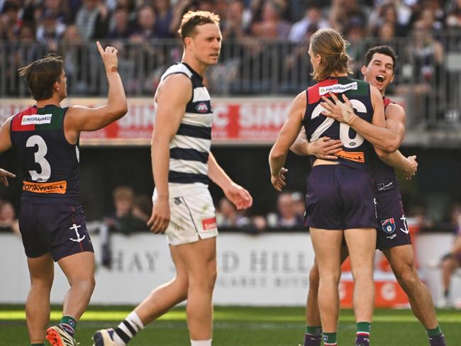 Close losses have left Fremantle’s top-eight spot in jeopardy. Picture: Daniel Carson/AFL Photos via Getty Images