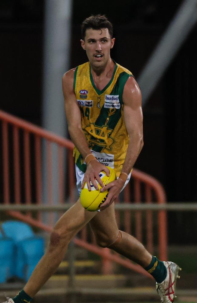 Jesse Tuohey playing for St Mary's in the 2024-25 NTFL season. Picture: Celina Whan / AFLNT Media