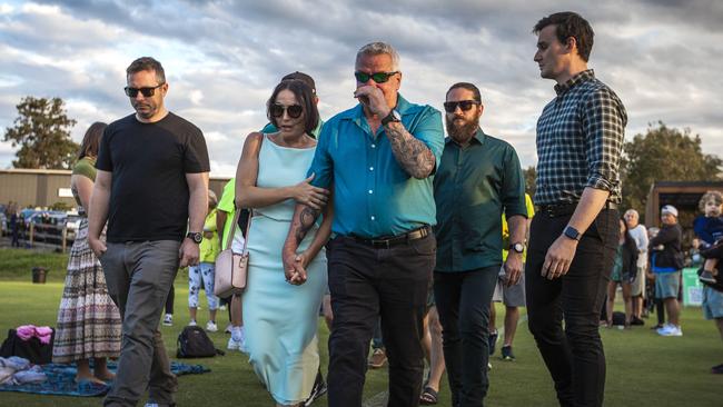 Kelly Wilkinson’s family arrive at the vigil. Picture: Nigel Hallett.