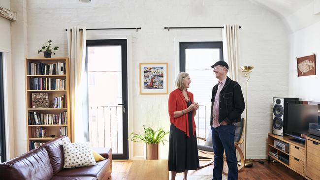 Howard and Victoria at their renovated bakery / apartment at 2/11 Eastment Street Northcote.