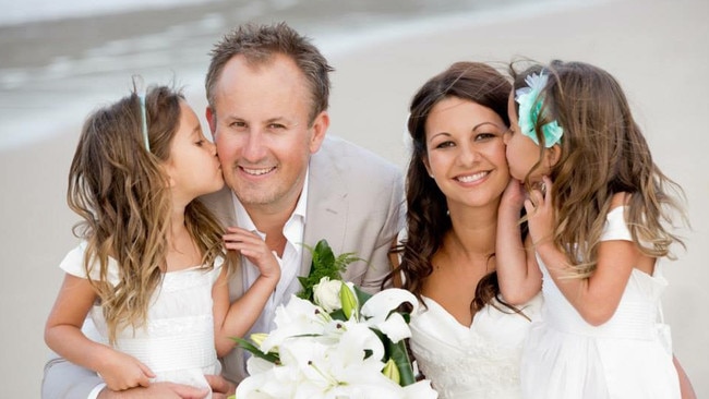 Jay Walkerden and Katie Mattin with their daughters Amelia and Holly.