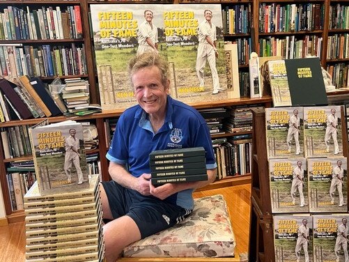 Ken Piesse with his latest book, Fifteen Minutes of Fame, Australian cricket’s 70 one-Test wonders.