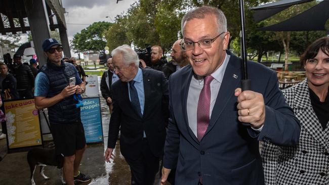 Scott Morrison visits Jasmine Greens Park Kiosk at Umina on the NSW Central Coast on Wednesday. Picture: Jason Edwards