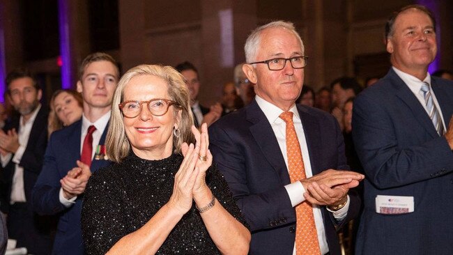 Malcolm Turnbull with wife Lucy at the American Australian Association dinner in October.