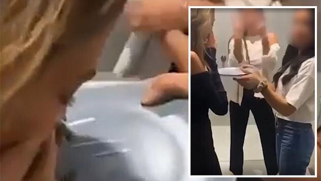 Nadia Bartel snorting white powder in a video during lockdown.