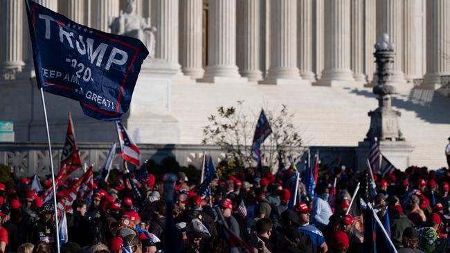 Supporters of US President Donald Trump rally at the US Supreme Court in Washington, DC on the weekend. Picture: AFP