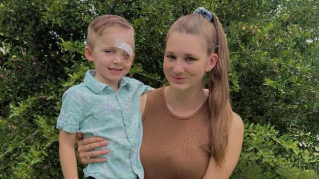 Caitlin Farrar noticed her son’s eye was see-through in sunlight.