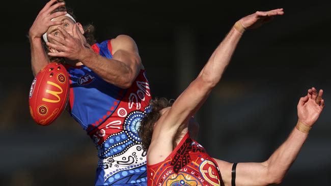 Aaron Naughton kicked three goals against the Gold Coast Suns. Picture: Martin Keep/Getty Images