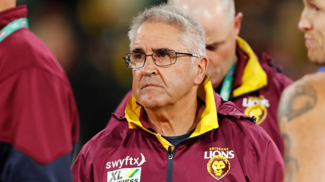 MELBOURNE, AUSTRALIA - JULY 31: Chris Fagan, Senior Coach of the Lions looks on during the 2022 AFL Round 20 match between the Richmond Tigers and the Brisbane Lions at the Melbourne Cricket Ground on July 31, 2022 in Melbourne, Australia. (Photo by Dylan Burns/AFL Photos via Getty Images)