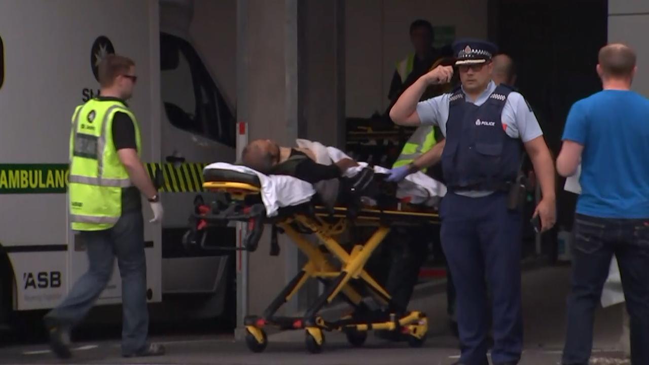 A shooting victim arriving at hospital on what Prime Minister Jacinda Ardern described as ‘one of New Zealand's darkest days’. Picture: TV NZ