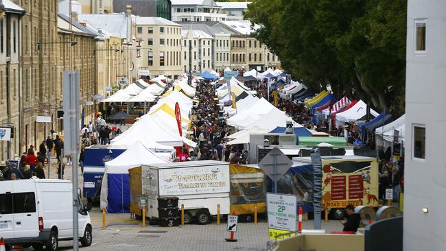 Hobart’s iconic Salamanca Market has been closed. Picture: Matt Thompson