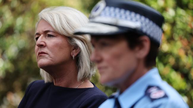 (Left to right) Police Minister Yasmin Catley and Police Commissioner Karen Webb. Picture: David Swift