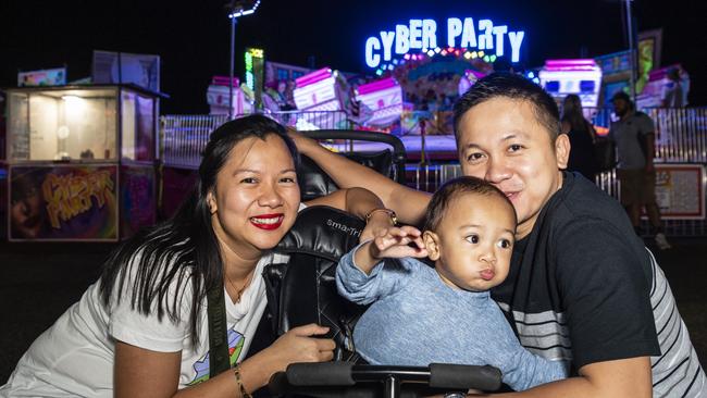 Jessel and Gerald Secretaria with their son Gabriel at Toowoomba Royal Show, Thursday, March 30, 2023. Picture: Kevin Farmer