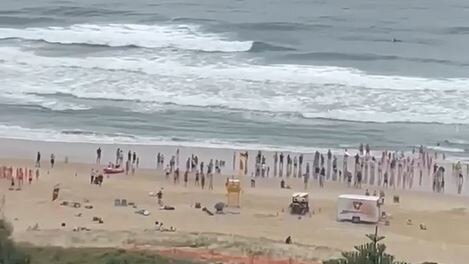 A big crowd gathered at Surfers Paradise beach to watch. Picture: Christine Tibbitts