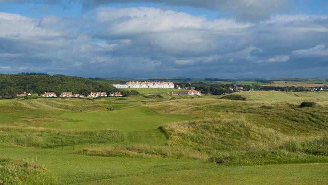 Turnberry, Scotland, UK. The view over the championship Ailsa golf course looking towards the Trump Turnberry Luxury Resort hotel. Picture: Getty Images