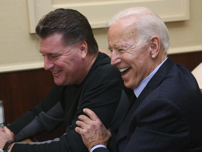 Former Vice President Joe Biden greets workers and patrons, Thursday, Oct. 25, 2018, in Lancaster N.Y. A law enforcement official said a suspicious package addressed to former President Joe Biden were intercepted at Delaware mail facilities in New Castle and Wilmington and were similar to crude pipe bombs sent to former President Barack Obama, Hilary Clinton and CNN. (AP Photo/Jeffrey T. Barnes)