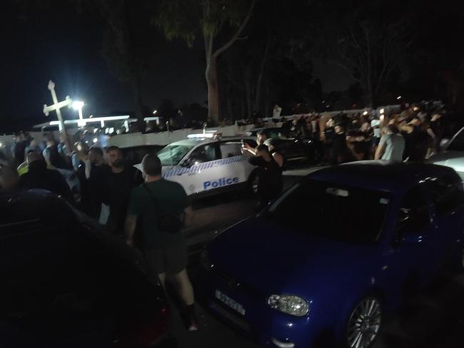A large mob gathered outside the Wakeley church. Picture: TNV