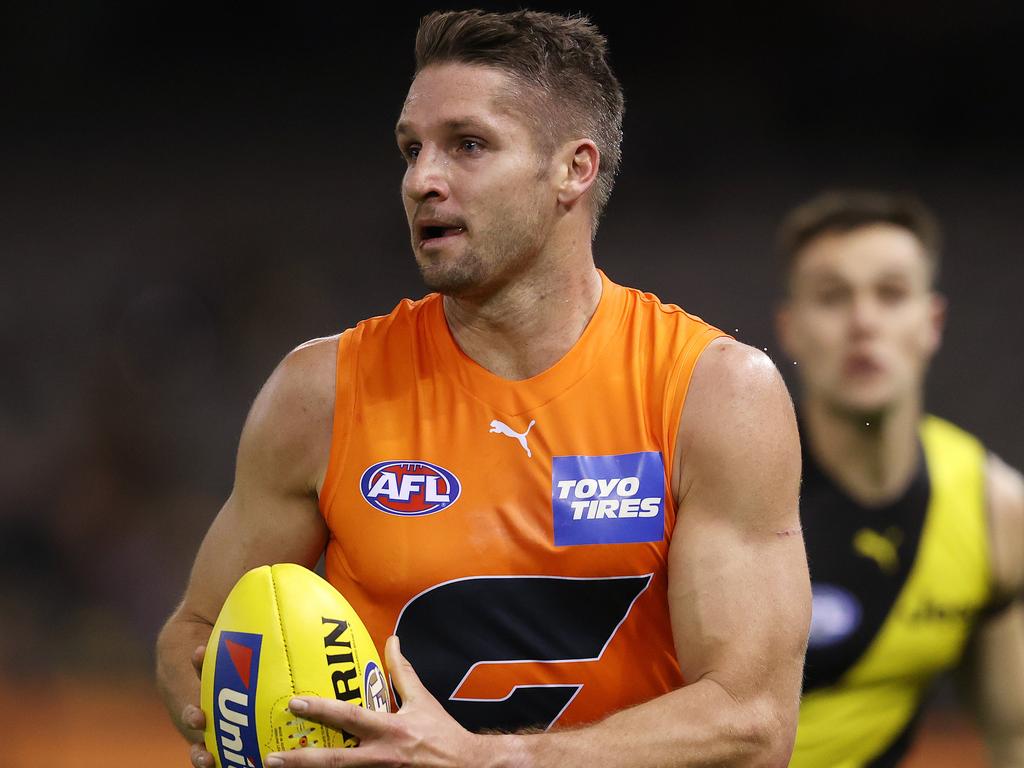 Hogan could play his 100th AFL game in the second week of the finals — if the Giants make it that far. Picture: Michael Klein