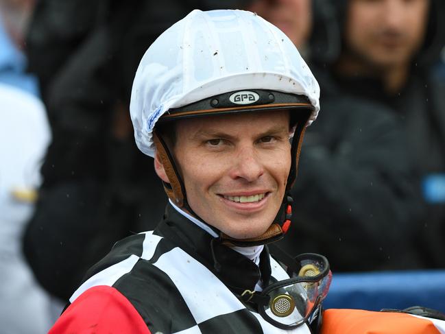 Jockey Ben Melham returns to scale after riding Diamond Effort to victory in race 4, the Robert Hunter Handicap, during Caulfield Race Day at Caulfield Racecourse in Melbourne, Saturday, February 1, 2020. (AAP Image/Vince Caligiuri) NO ARCHIVING, EDITORIAL USE ONLY