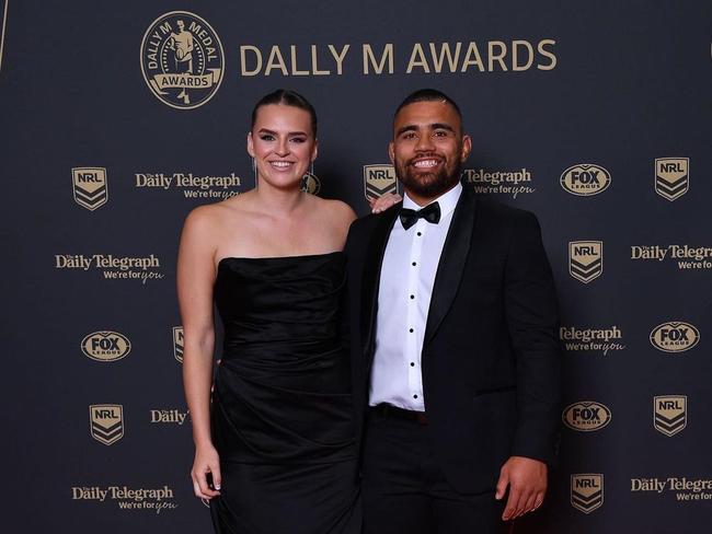 Elle Temu and her partner Isaiah Papali’i at the Dally M Awards.