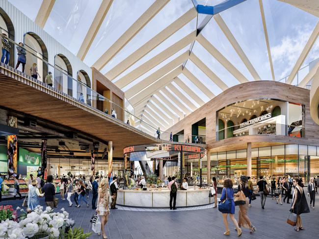 An artist's impression of Chadstone's new new fresh food hall, which will have also have a co-working space above. Picture: Supplied.