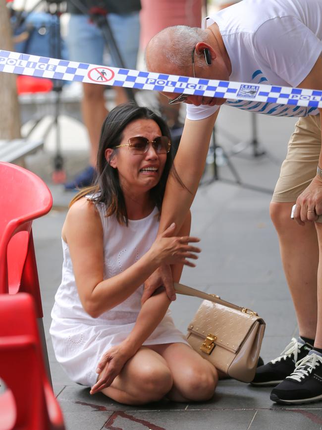 tears at the bloody scene today. Picture: John Grainger