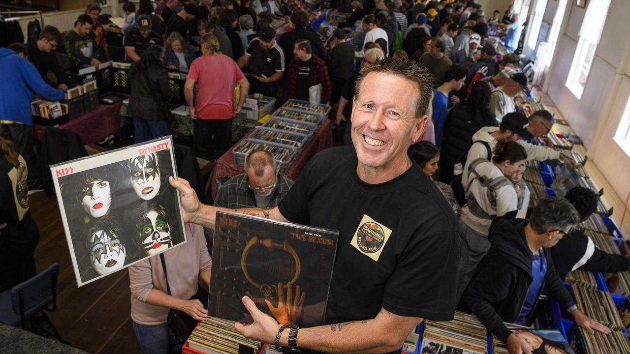 Toowoomba and Darling Downs Record Fair organiser Shayne Donnelly at the Drayton Memorial Hall, Saturday, May 31, 2025. Picture: Kevin Farmer