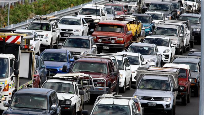 Traffic on the Gateway Motorway near the Deagon Deviation. Picture: AAP/David Clark