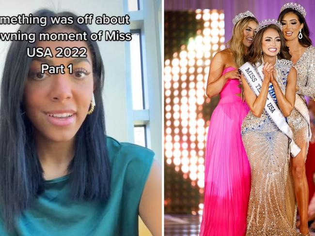 Pageantry fans and followers of the Miss USA competition have claimed the latest crowning was “rigged”, after unusual reactions from candidates. Picture: TikTok and Instagram