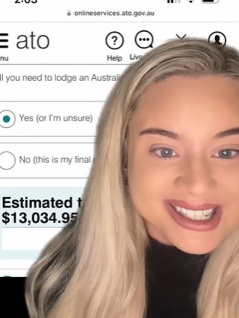 Marina took to TikTok to share her frustrations over getting a $13,000 tax bill. Picture: Marina Askew-Panetta/TikTok