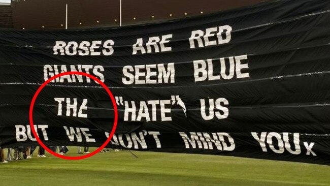 Collingwood banner in the clash with GWS