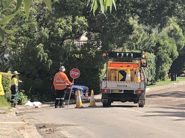 After a heavy downpour on Sunday afternoon, run-off from roadworks by Northern Beaches Council contractors on Plateau Rd, Avalon, cascaded into several properties, carrying soil and gravel with it. Picture: Jim O'Rourke