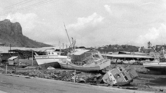 Boats washed ashore on Palmer Street during Cyclone Althea, 1971. Source: Townsville City Libraries.