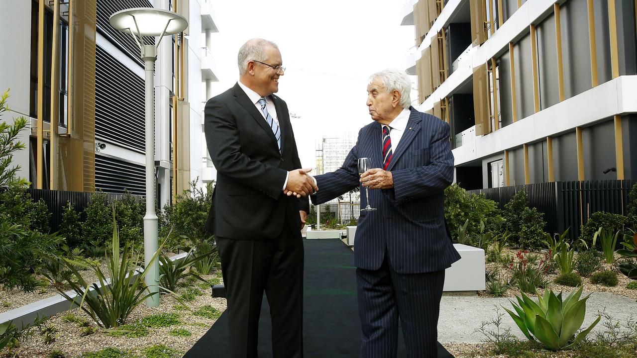 Mr Triguboff with then Federal Treasurer Scott Morrison at the opening of a Meriton development last year.